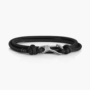 Black & Silver Climbing Bracelet Carabiner Bracelet Mens Bracelet Women Bracelets Paracord Bracelet Rope  Survival