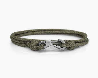 Forest Green & Silver Climbing Bracelet Carabiner Bracelet Mens Bracelet Womens Bracelets Paracord Bracelet