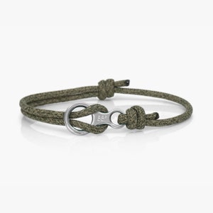 Forest Green & Figure 8 Clasp Descender Rope Bracelet, Stainless Steel image 3