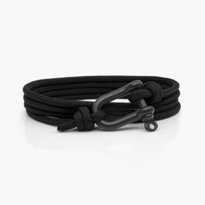 Black & Black Shackle Bracelet, Sailing Rope Bracelet, Mens Bracelet, Nautical Jewellery, Climbers Bracelet