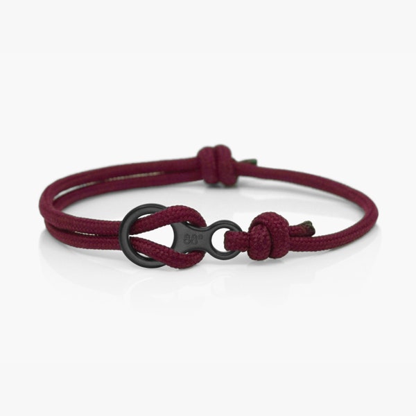 Maroon & Black Figure 8 Climbing Bracelet Descender Mens Bracelet and Womens, Adventure Gift Paracord Rope Bracelet