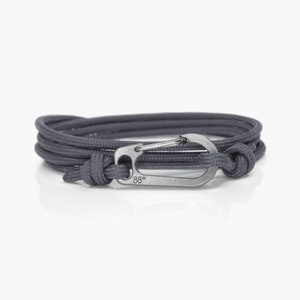 Charcoal Grey & Titanium Climbing Bracelet Carabiner Bracelet Mens Bracelet Women Bracelet Paracord Bracelet Titanium Bracelet image 2