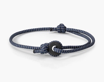 Pulsera dedal de vela Storm & Black: cuerda negra resistente para entusiastas de la navegación