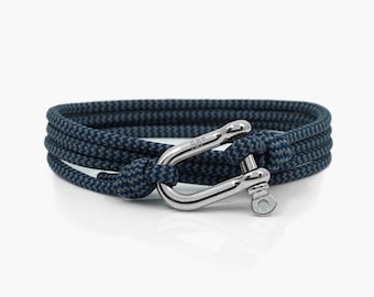 Storm Zig Zag & Silver, Shackle Bracelet, Sailing Rope Bracelet, Mens Bracelet, Nautical Jewellery.
