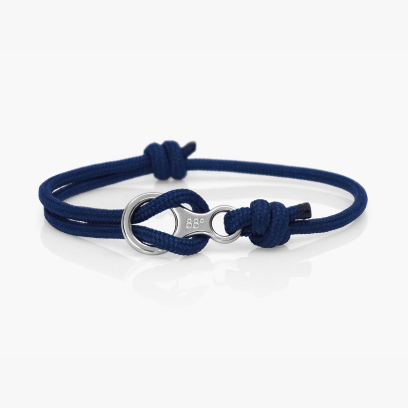 Pulsera de cuerda descendente con cierre en forma de 8, azul marino y negro, de acero inoxidable imagen 3