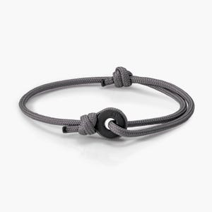 Charcoal Grey & Black Sailing Thimble Bracelet - Durable Black Rope for Sailing Enthusiasts