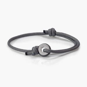 Charcoal Grey & Silver Sailing Thimble Bracelet - Durable Black Rope for Sailing Enthusiasts