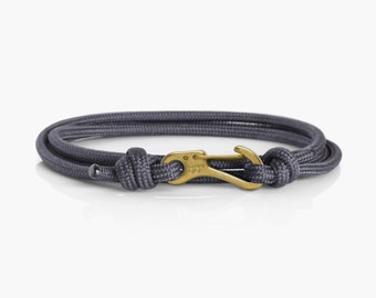 Charcoal Grey & Brass Gold Climbing Bracelet Carabiner Bracelet Mens Bracelet Womens Bracelets Paracord Bracelet Rope  Survival
