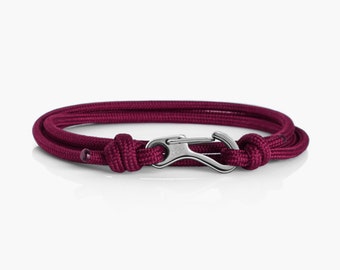 Maroon Red & Silver Climbing Bracelet Carabiner Bracelet Mens Bracelet Womens Bracelets Paracord Bracelet Rope  Survival