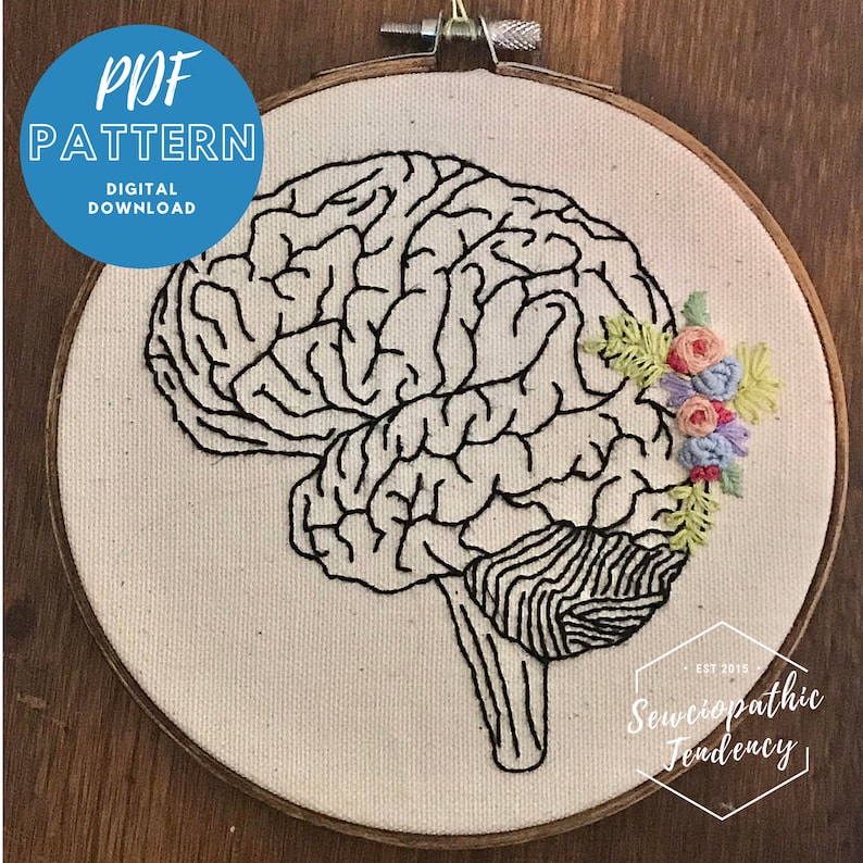 Anatomical Brain Embroidery - PDF Pattern Download - Etsy