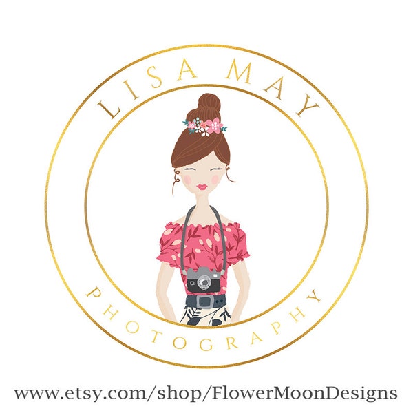 Personalized Portrait illustration Logo Design custom portrait logo blog photography watermark logo character design personalized avatar