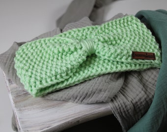 Stirnband gestrickt mint Damen und Mädchen Schleife