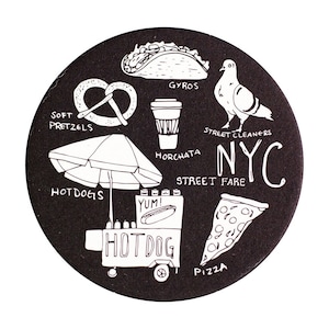 NYC Coasters, Coasters, New York Street Fare, New York, NYC Food, Tableware, Travel Coasters