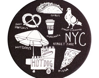 NYC Coasters, Coasters, New York Street Fare, New York, NYC Food, Tableware, Travel Coasters