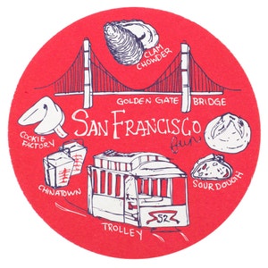 San Francisco Fun Coaster Set, San Francisco Coaster, Reusable Coasters, San Francisco, Tabletop, Party, Food, Travel, California, Cali