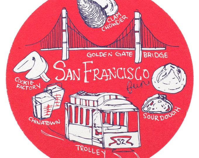San Francisco Fun Coaster Set, San Francisco Coaster, Reusable Coasters, San Francisco, Tabletop, Party, Food, Travel, California, Cali