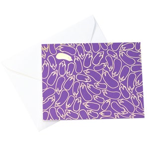 Motif d’aubergine / Cartes de jardinage / Cartes végétarienne / Feuille d’or Aubergine / Cartes de potager / Carte de tous les jours / Juste parce que / Carte d’amitié