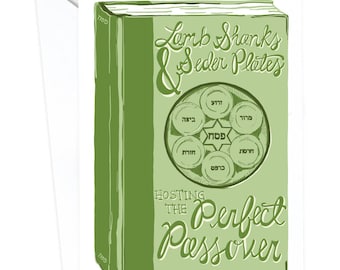 Lamb Shanks Passover Book Card, Hosting, Passover, Seder, Jewish Holiday, Holiday Card, Vintage Books