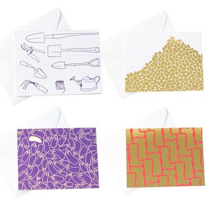 Jardin collection/jardinage cartes/pour maman/jardin outils/or feuille graines/or feuille aubergine/or feuille Wellies/tous les jours cartes