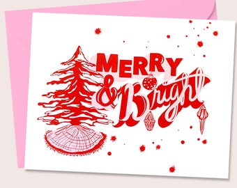 Merry & Bright Holiday Card, Christmas, Season's Greetings, Holiday, Xmas, Christmas Cards