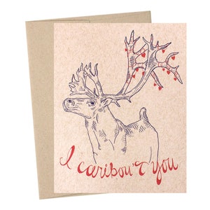 Caribou’t You, Carte d’amour, Carte d’amitié, Caribou, Animaux des Bois, Collection des parcs nationaux, Animaux forestiers, Papier Kraft,