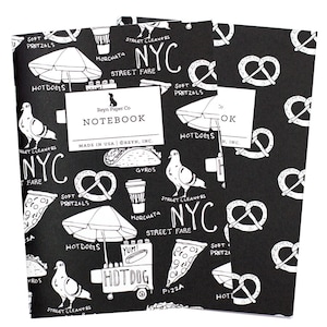 NYC Mini Jotter Set/Mini Notebook Set/Travel Notebook/Pocket Notebook/NYC Notebook/New York/Big Apple/Pretzel/Food/Street Fare