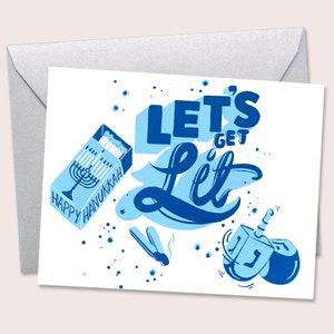 Hanukkah Get Lit Karte, Hanukkah Karte, 8 verrückte Nächte, Urlaub, Let es Get Lit, dreidel