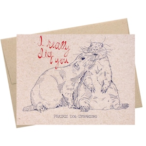 Animaux de chien des Prairies, Carte d’amour, Carte d’amitié, Chiens des Prairies, Animaux des Bois, Collection des parcs nationaux, Animaux forestiers, Papier Kraft