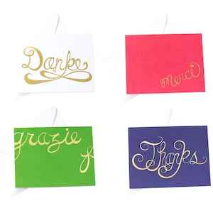 Colección De gracias/Tarjeta de agradecimiento/Alemán/Italiano/Francés/Oro Foil Gracias/Gold Foil