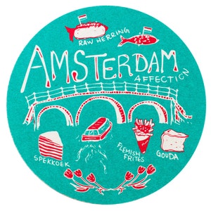 Amsterdam Affection Coaster Set, Amsterdam Coaster, Reusable Coasters, Amsterdam, Tabletop, Party, Food, Travel, Dutch, Europe