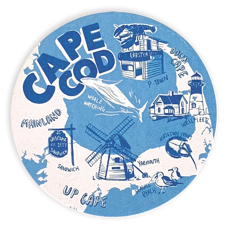 State Coaster Coastal Massachusetts Reusable Coasters Coasters Wanderlust Travel Party Tabletop Cape Cod Coaster Set Island State