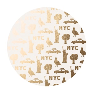 Golden NYC Coaster Set, NYC Coaster, Reusable Coasters, New York City, Tabletop, Party, Travel, NY, City, Statue of Liberty