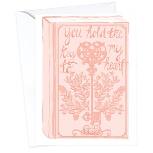 Heart Key Book Card, Love Card, Key to My Heart, Wedding, Anniversary, Valentine's Day, Valentine Card, Vintage Books