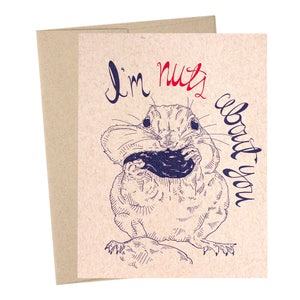 Nuts About You Card, Love Card, Friendship Card, Chipmunk, Woodland Animals, National Parks Collection, Forest Animals, Kraft Paper