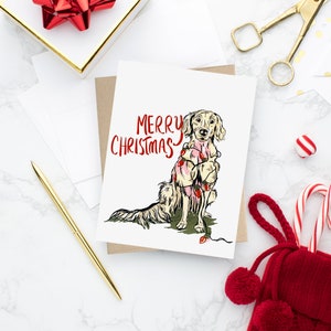 Golden Christmas Card, Christmas, Season&#39;s Greetings, Holiday, Xmas, Christmas Cards, Dogs, Golden Retriever, Puppy, Christmas Dogs