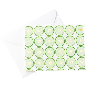Modèle de concombre / Cartes de jardinage / Cartes végétarienne / Feuille d’or Carte de concombre / Cartes de potager / Carte de tous les jours / Juste parce que / Amitié