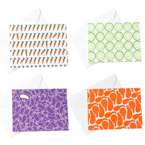 Veggie motif collection/jardinage cartes/Veggie cartes/carottes/squash/aubergine/concombre/tous les jours carte/juste parce que/carte d’amitié