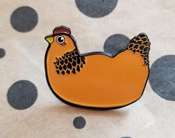 stocking stuffer Chicken Enamel Pin: Buff Brahma Hen - Hobby Farm Gift