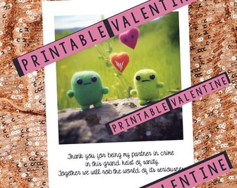 Cute Monster Valentine Card - Existential Dread, Printable (PDF & JPG)