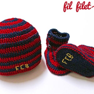 Botas de lana y gorrito para bebé FC Barcelona (Barça)