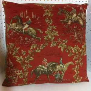 Kaufmann Equestrian Horse Pillow Cover merlot with tans and browns - Throw Pillow - Toss Pillow - Lumbar Pillow - Novelty Pillow - Home Deco
