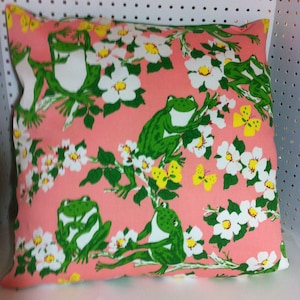 Schumacher Frog Pillow Cover in Greens and Pink - Lumbar pillow - Toss Pillow - Throw Pillow - Designer Pillow - Home Decor - Adult or Child