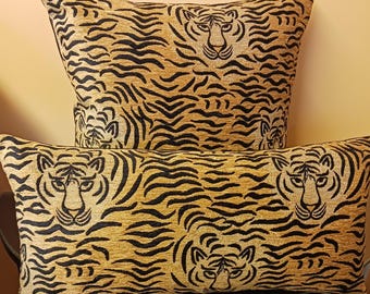 Beautiful Designer Chenille Tiger pattern pillow cover in various options