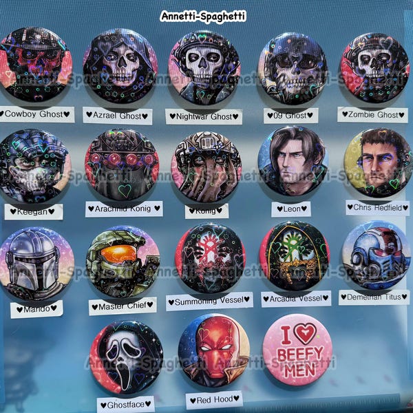 Military Bros & Video Game Husbands 2 Piece Pin Set, Holographic Large 2.25 Inch, Mix and Match Button Set, Gifts for Gamers