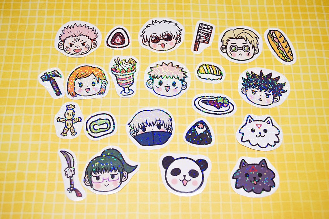 Chibi JJK Doodle Stickers & Bookmark Set 22 Sparkly Jujutsu | Etsy