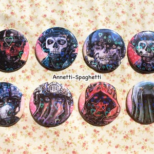 Calling of Bros 2 Piece Pin Set, Ghostie, King, Krueger, DR Horangi Holo Large 2.25 Inch, Mix and Match Button Set, Video Game Inspired Pins
