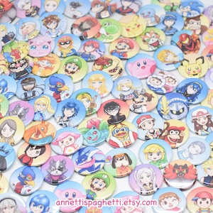 Smash Character Buttons: Handmade SSBU Gamer Pins