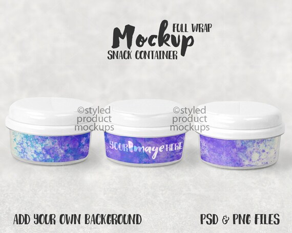 Snack Container With Closed Lid Mockup Template Full Wrap Snack Container With Closed Lid Mockup Template Full Wrap