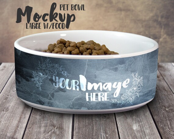 Download Large Ceramic Pet Bowl With Food Template Mockup Mockups Vectors Free Psd Templates