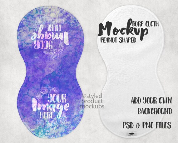 Dye Sublimation Peanut Shaped Burp Cloth Mockup Template